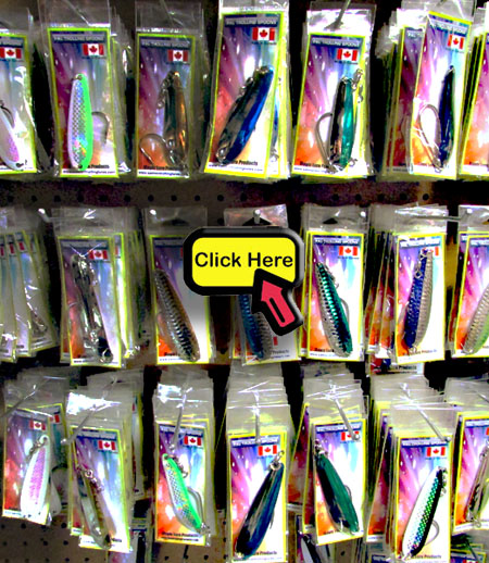sells fishing tackle for both salt and fresh water.