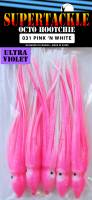 4.75" Supertackle UV #031 PINK 'n WHITE salmon hoochies 5/pk