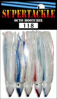 3" - 118 Supertackle Blue 'n Red on White fishing hoochies 5/pk