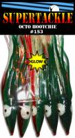 Traditional Army Truck glow pattern - #153 - 4 inch salmon hoochie made by Supertackle. 