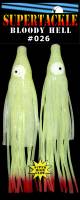 7.5" BLOODY HELL - 001 Jelly Fish - Double Skirt - Halibut glow hoochies 2pk