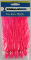 Lighthouse Ultra Pink hoochie for salmon trolling.