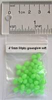 4 mm x 5 mm Oval Fishing Beads - Soft Luminescent Green, UV 50pk