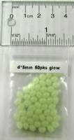 4 mm x 5 mm Oval Fishing Beads - Hard, Luminescent White, UV 50pk