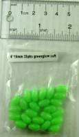6mm x 8mm Oval Fishing Beads - Soft glow green, high UV 50pk