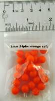 8 mm Round Fishing Beads - Soft Orange UV 25pk 