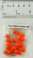 7 mm Round Fishing Beads - Soft Orange UV 25pk 