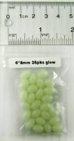 6mm x 8mm Oval Fishing Beads - Hard glow white, high UV 25pk