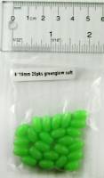 6mm x 10mm Oval Fishing Beads - Soft glow green, high UV 25pk