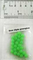 6 mm Round Fishing Beads - Hard Green, high UV 25pk