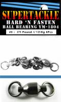 Ball bearing fishing swivels, For Halibut, Tuna & big game, Supertackle, YM-1804, Size #8, 275 pound,