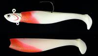 6½" - 1¾ oz - WHITE RED - Swim Tail Shad - inv#011