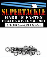 Supertackle, Hard n Fasten, Crane Swivels, YM-1901, Size 1/0, 132 pound