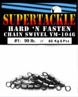 Supertackle, Chain roller swivel for trout and bass fishing, Prevents line twisting, YM-1046 99 pound, Size #1,