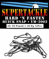 quick snaps, hook snaps, terminal tackle, fishing, hardware, supertackle, quick release, wire snap, hard 'n fasten, ym-2003, salmon, pike, bass, cod, 