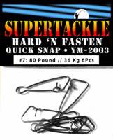quick snaps, hook snaps, terminal tackle, fishing, hardware, supertackle, quick release, wire snap, hard 'n fasten, ym-2003, salmon, chinook, bass, cod 