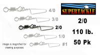 Supertackle, Fishing, Coast Lock with Swivel, YM-3005, Size 2/0, 110 pound