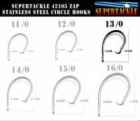 13/0  Zap 42105 Supertackle Stainless Steel Circle Hooks - 10 pack