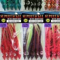 Selection of glow in the dark Supertackle Octopus hoochies for salmon fishing. 
