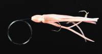 Supertackle Octo Hoochie, Transparent Pink salmon trolling lure 