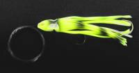 Supertackle Octo Hoochie salmon trolling lure. High UV yellow with black stripes