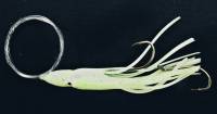 Supertackle Octo Hoochie trolling downrigger lure for salmon, glow in the dark white. 