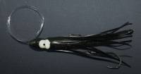 Supertackle Black Licorice Octo Hoochie for salmon trolling while using a downrigger 
