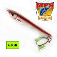 Red & glow white salmon and cod jigging, fishing lure