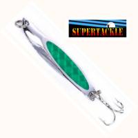 Green and Chrome Supertackle casting and jigging fishing lure. 