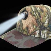 Camouflage Brown LED Headlight Cap w/ Replaceable Battery 