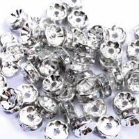 50 - 10mm White Silver Rhinestone beads for making Wedding Ring / Band lures