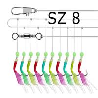 Sabiki String of 10 Rainbow - SZ  8 has 5 mm hooks