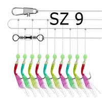Sabiki String of 10 Rainbow - SZ  9 has 5.5 mm hooks