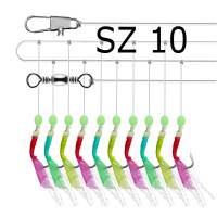 Sabiki String of 10 Rainbow - SZ 10 has 6 mm hooks