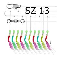 Sabiki String of 10 Rainbow - SZ 13 has 7.5 mm hooks