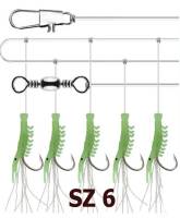 Sabiki String - 5 Luminous Shrimp Jig - SZ 6 has 7 mm hooks