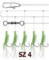 Sabiki String - 5 Luminous Shrimp Jig - SZ 4 has 9 mm hooks