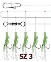 Sabiki String - 5 Luminous Shrimp Jig - SZ 3 has 10 mm hooks