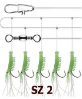 Sabiki String - 5 Luminous Shrimp Jig - SZ 2 has 11 mm hooks