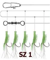 Sabiki String - 5 Luminous Shrimp Jig - SZ 1 has 12 mm hooks