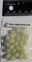 7 mm x 10 mm Oval Fishing Beads - Soft White Glow & UV 25pk