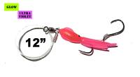 #3P12 - 3" Pink Squid w/ 12" Spreader Leader- Halibut Cod Bass - 4/0 Hooks on 75lb.