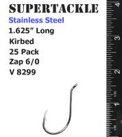- 6/0  Supertackle V8299 Stainless Steel - Salmon, Cod, Bass - 25 Pack Pc inv005