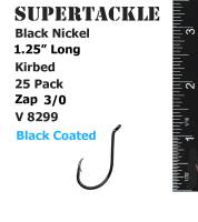 - 3/0 Supertackle Zap V8299 BLN, Flat Black - Salmon, Cod, Bass - 25 Pack