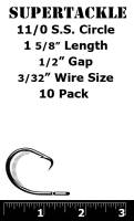11/0 Zap Heavy Duty S.S. Circle Hooks - 10 pack