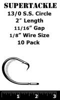 13/0 Zap Heavy Duty S.S. Circle Hooks - 10 pack
