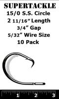 15/0 Zap Heavy Duty S.S. Circle Hooks - 10 pack