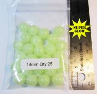 L 14 mm Large Fishing Beads - High Glow White 25pk