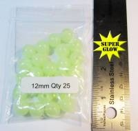 L 12 mm Large Fishing Beads - High Glow White 25pk